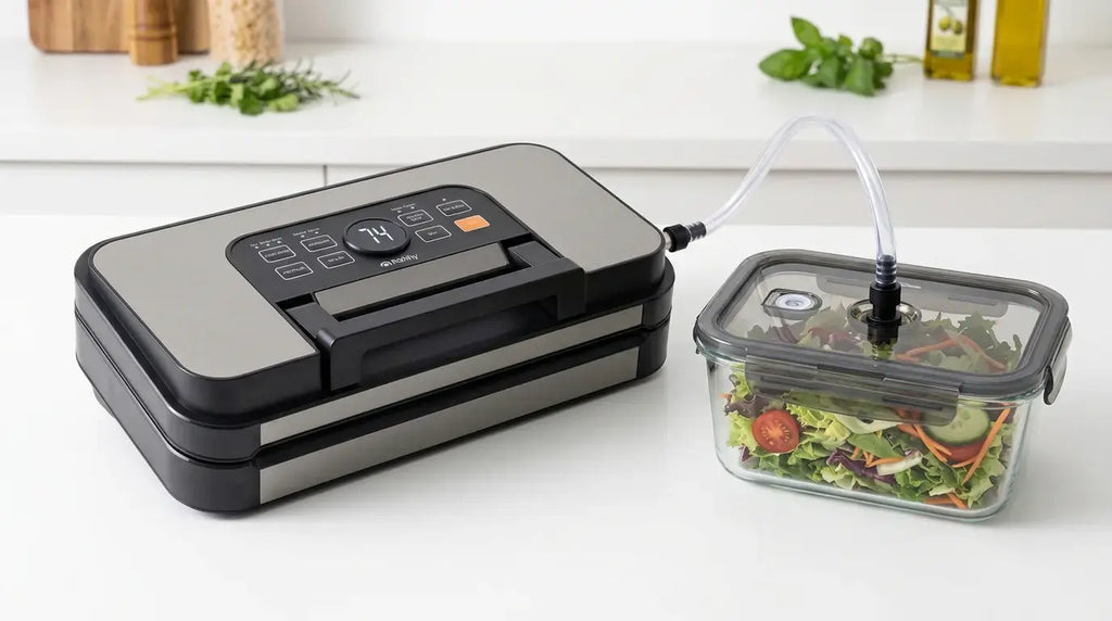 vacuum seal a salad with a sous vide machine