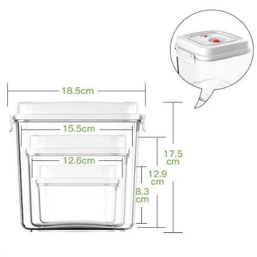 Vacuum Food Storage Container - (SET OF 3)