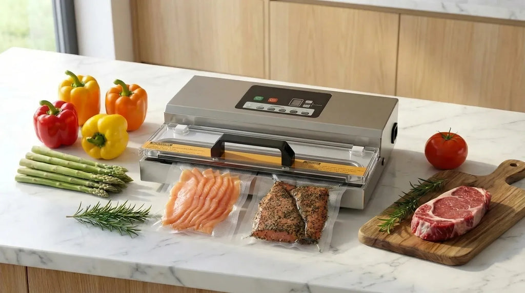 Sous-vide machine that vacuum-packs smoked trout