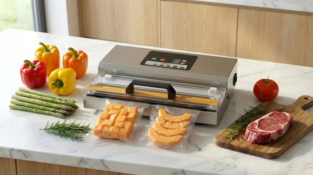 Vacuum machine that vacuum-seales melon