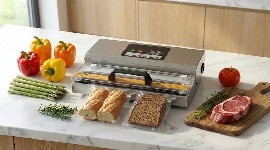 Sous vide machine that vacuum packs bread