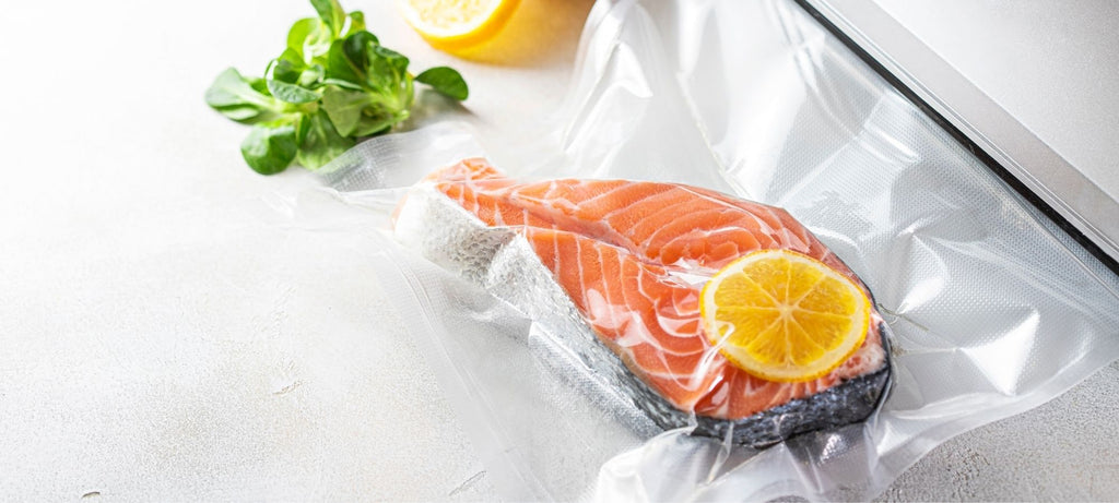 Vacuum packed fish in a bag