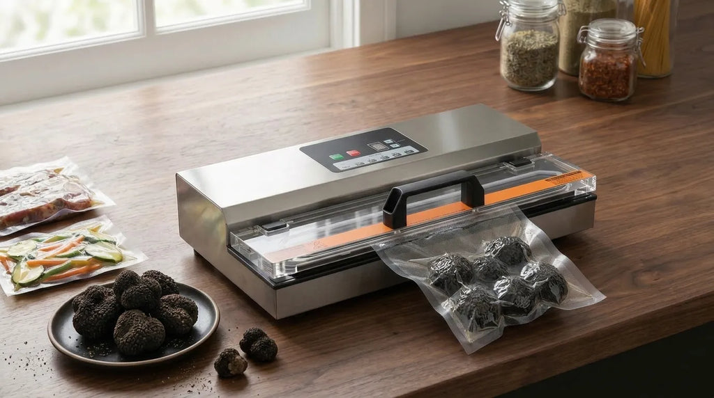 Vacuum machine that vacuum packs truffles